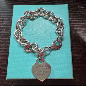 Tiffany & Co. Silver Charm Bracelet with Heart Pendant